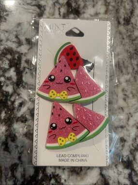Cute Pink Watermelon Slice Hair Clips for Kids -